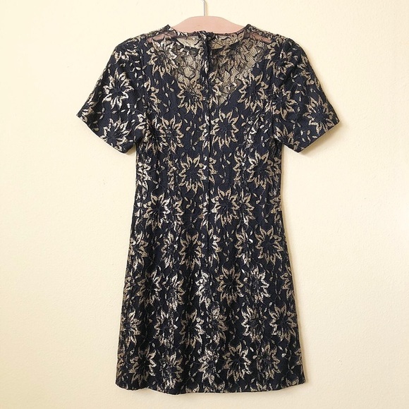 Vintage Black and Gold Lace Cocktail Dress - Picture 3 of 4